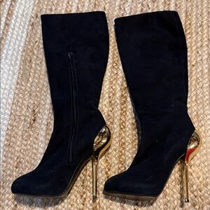 Giuseppe Zanotti Black Boots with Gold Heels